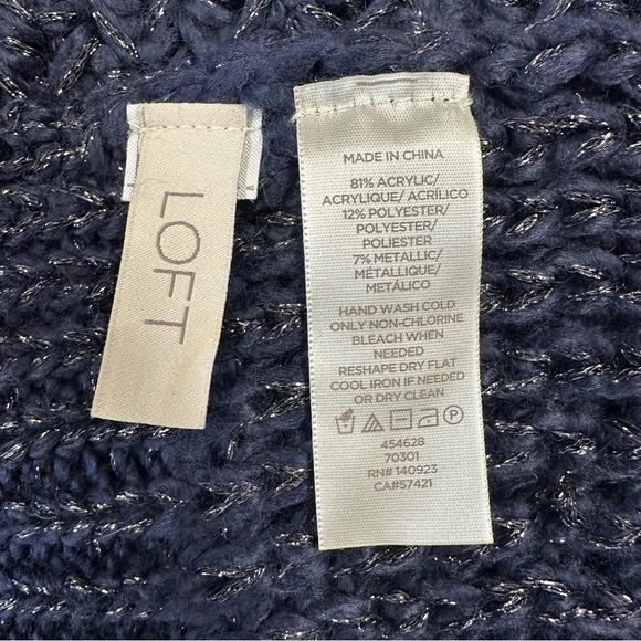 LOFT metallic blue chunky knit scarf - Picture 8 of 8